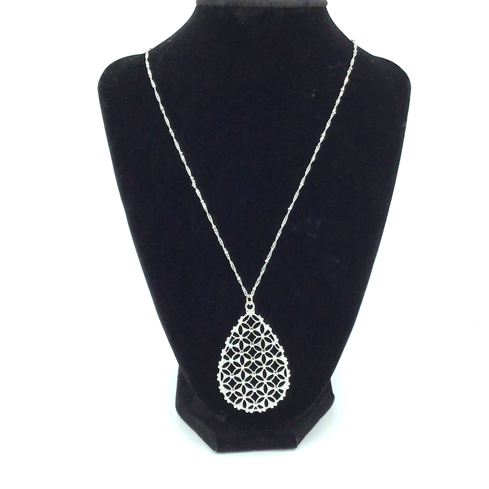 Ballet Silver Pendant Rhinestone Necklace - Picture 4 of 4
